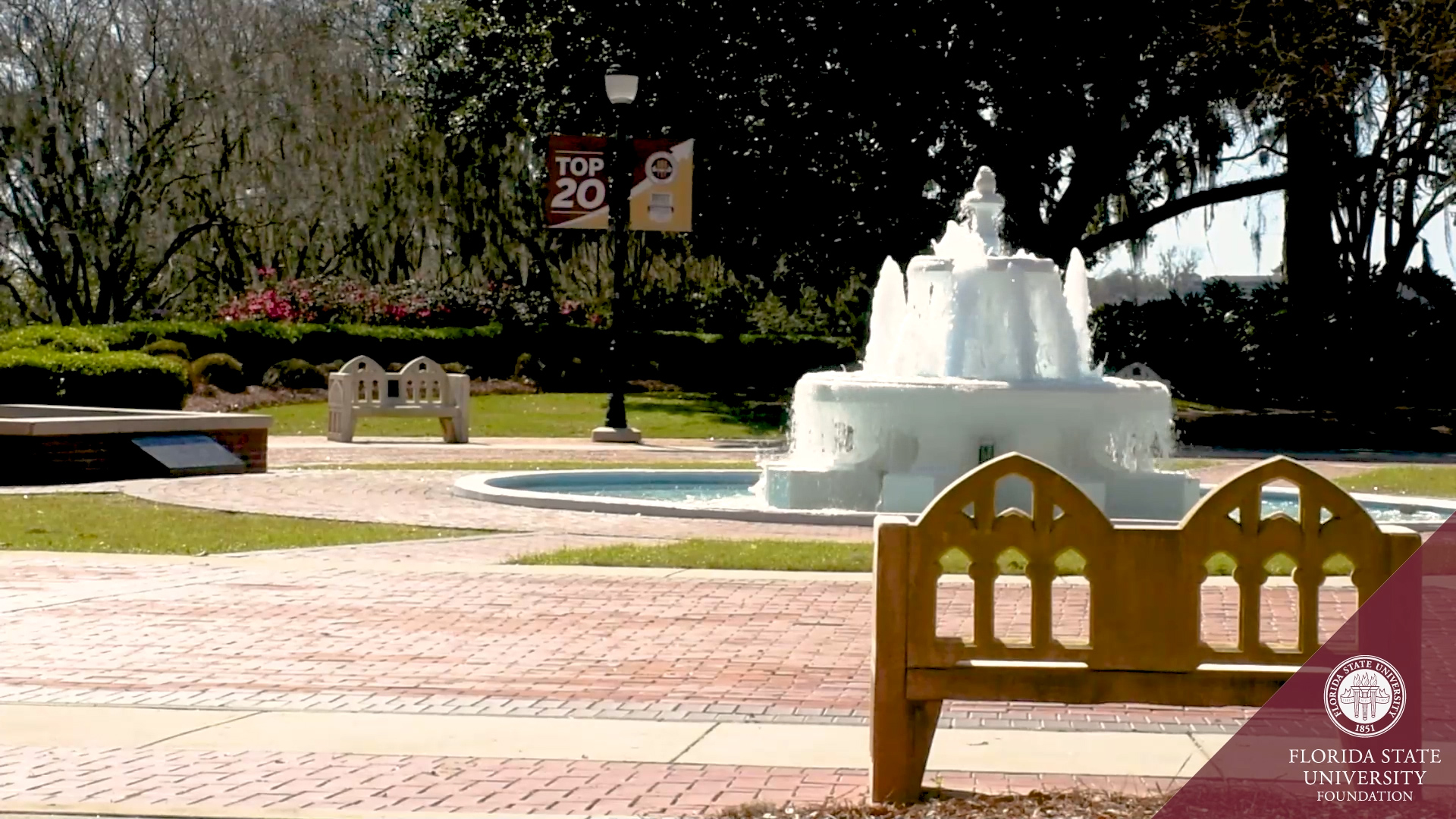 Westcott fountain and stone bench