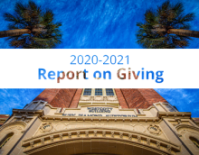 Westcott and palm trees that says 2020-2021 Report on Giving